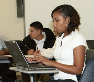 Metro Tech student using a laptop