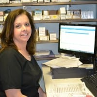 Pharmacist at Seiling Community Hospital working at a computer