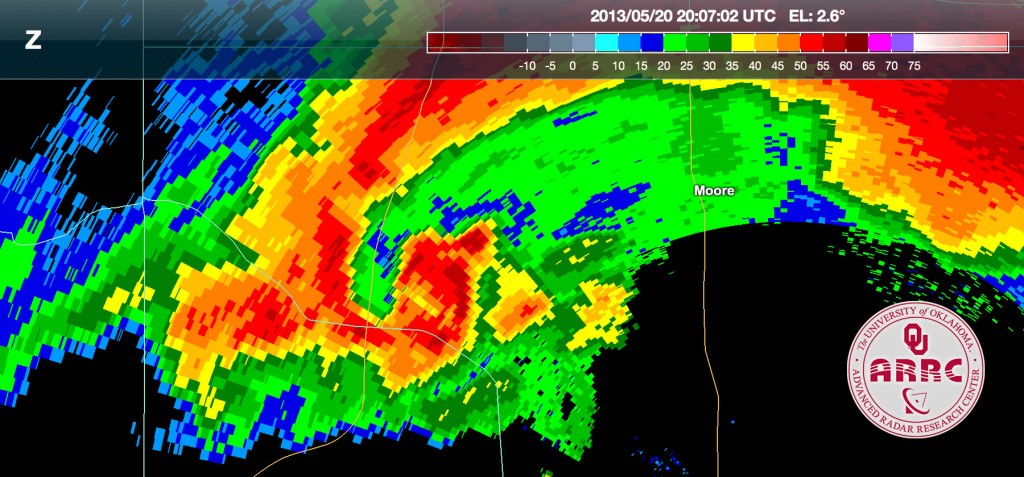 PX-1000 Radar Image of the 2011 Moore Tornado- courtesy of ARRC.