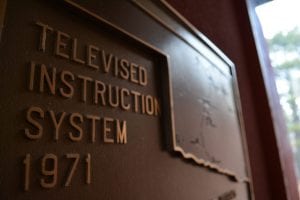 Televised Instruction System 1971 sign with outline of state of Oklahoma