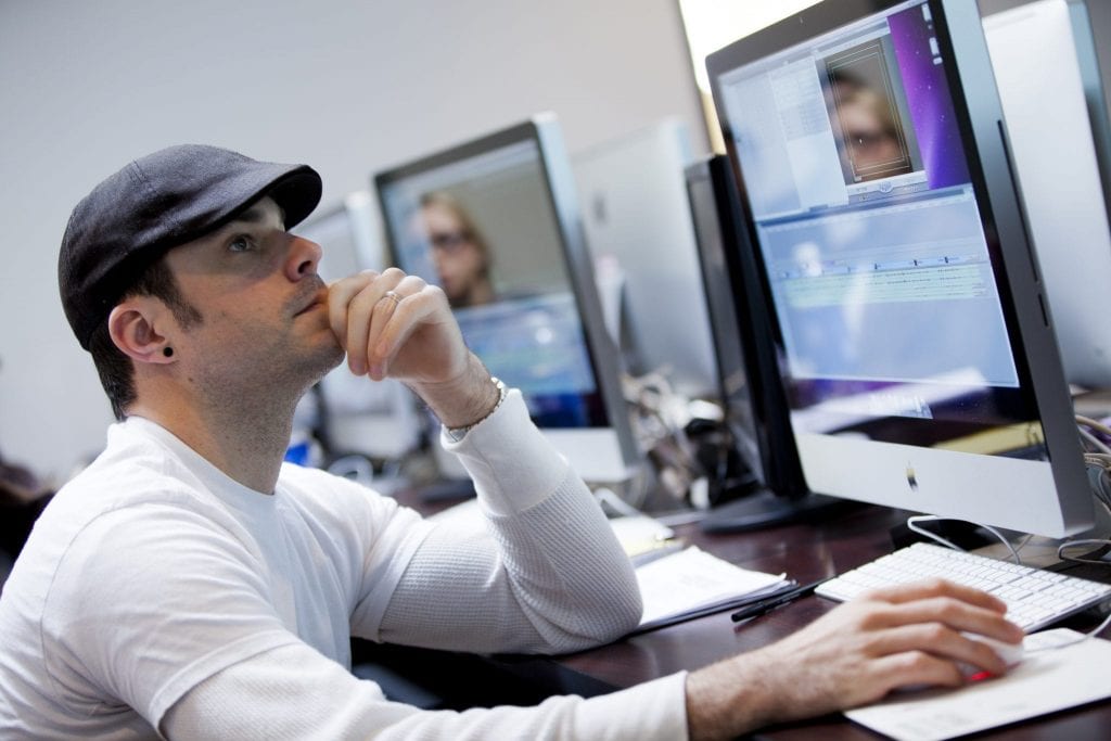 Student working at computer