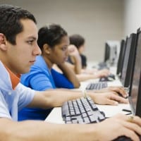 Students using computers