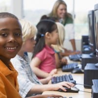 Students using computers