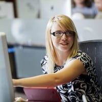 Student using computer