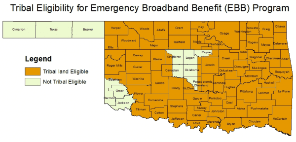 Tribal Eligibility for Emergency Broadband Benefit Program Map