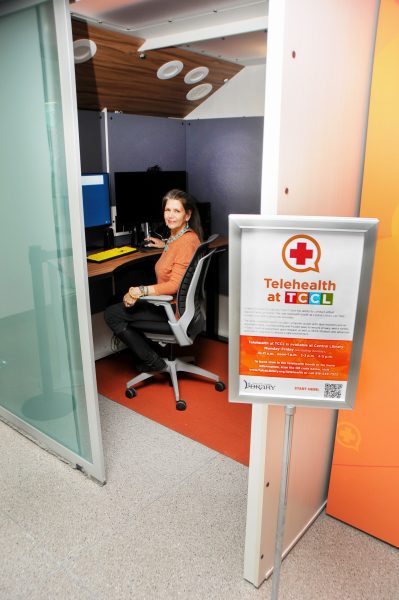 Central Library telehealth kiosk